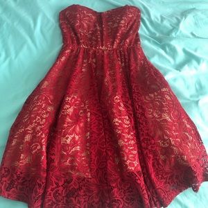 Red, Strapless Dress